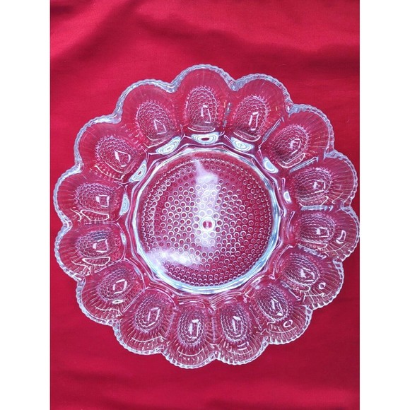 Deviled Egg Relish Platter Set Round Serving Tray 11" Hobnail VTG Indiana Glass - Picture 7 of 15
